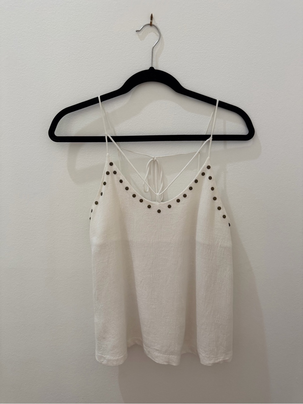 XS Moon River White Spaghetti-Strap Studded Cami